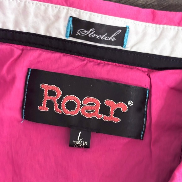 Roar Rodeo Shirt Womens L Pink Western Embellished Rhinestone Cowgirl Colorful - Picture 8 of 10